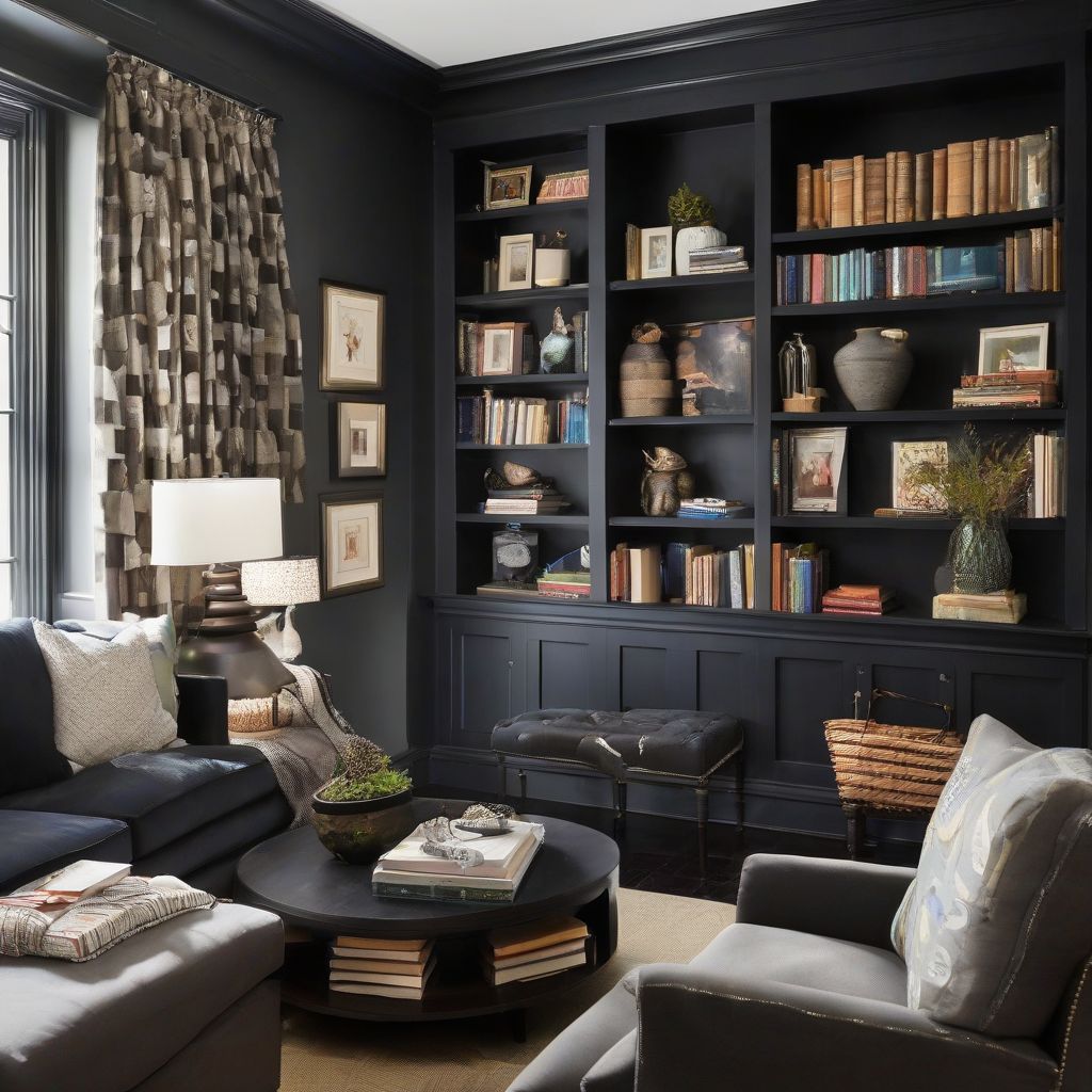 Dark Painted Bookshelves