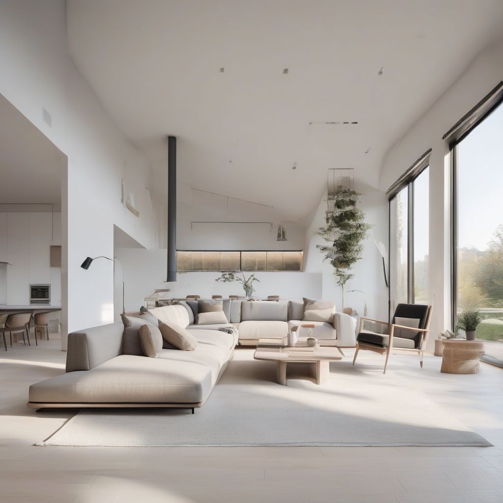 Minimalist Open Plan Living Room With Natural Light