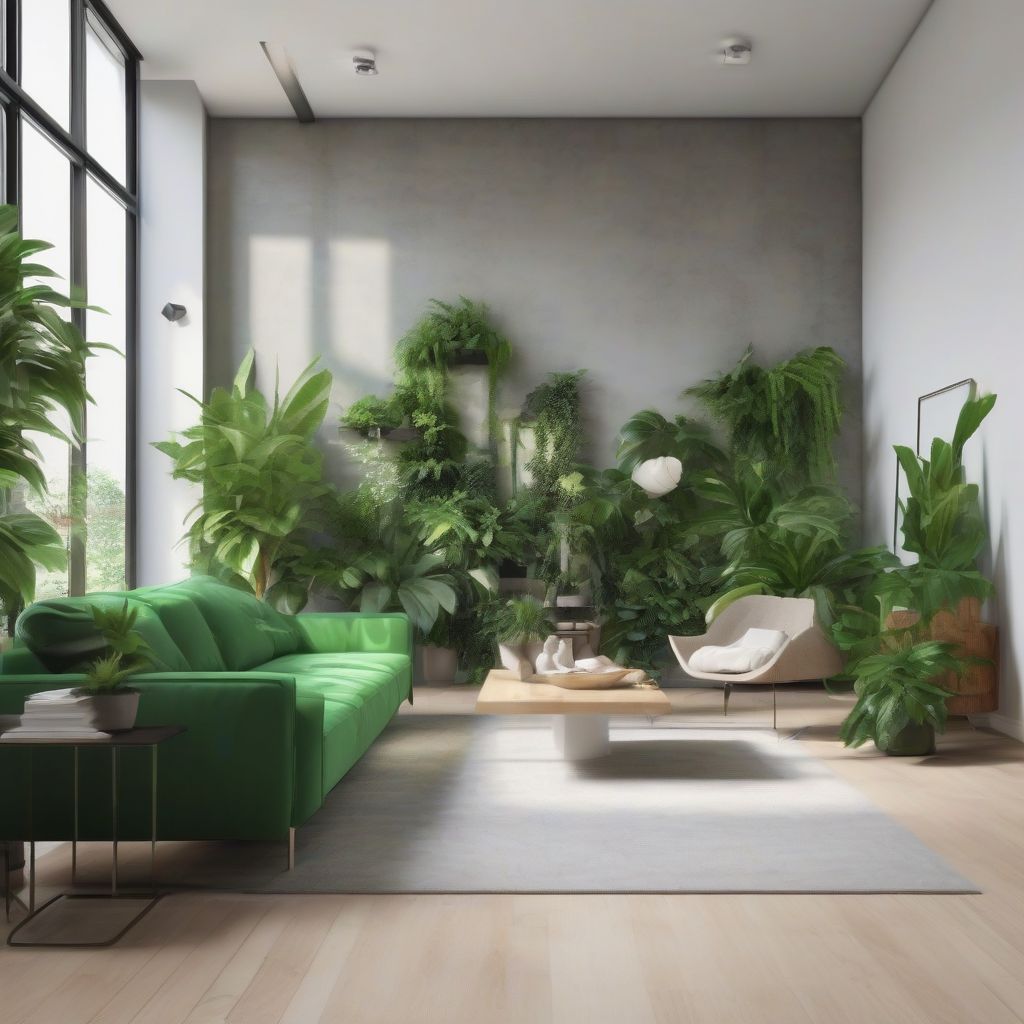 Modern Living Room Decorated with Plants