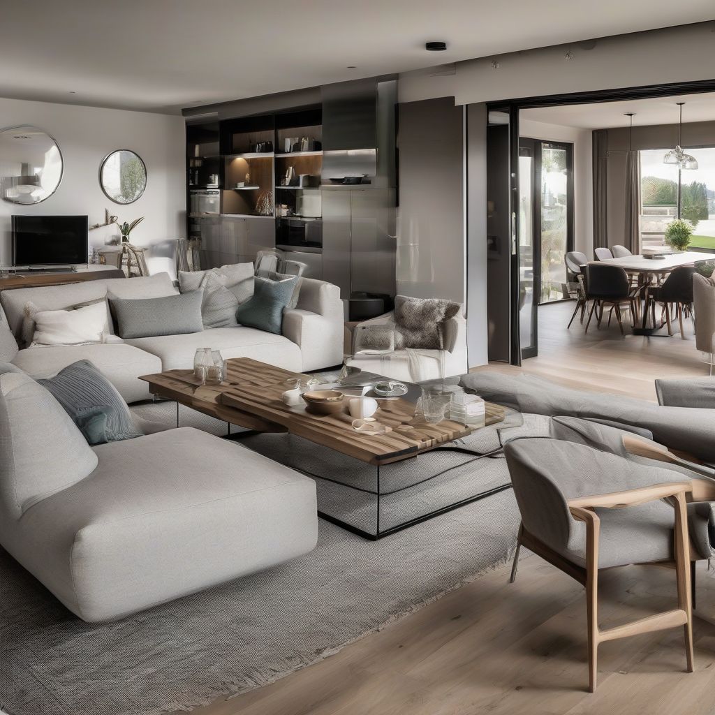 Modern Open Plan Living Room with Defined Zones