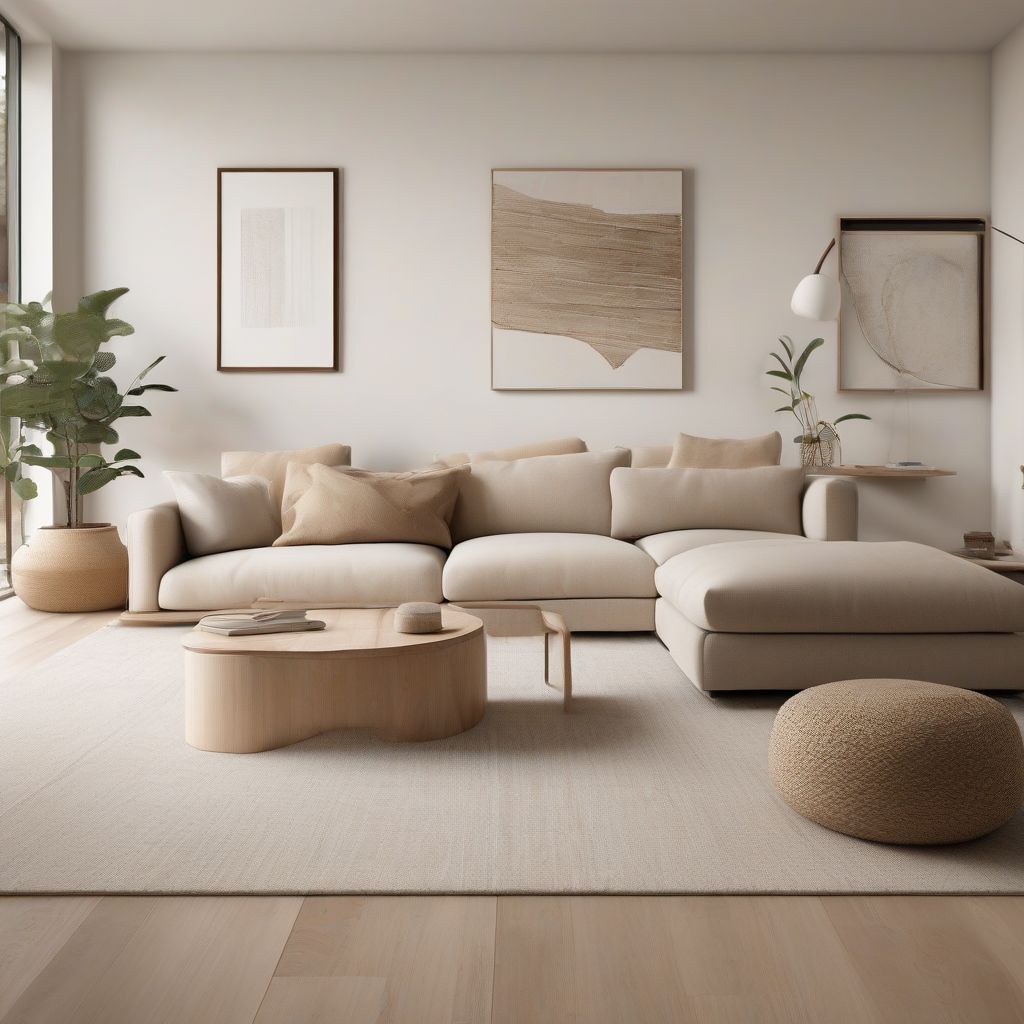 Neutral Living Room with Wood Accents